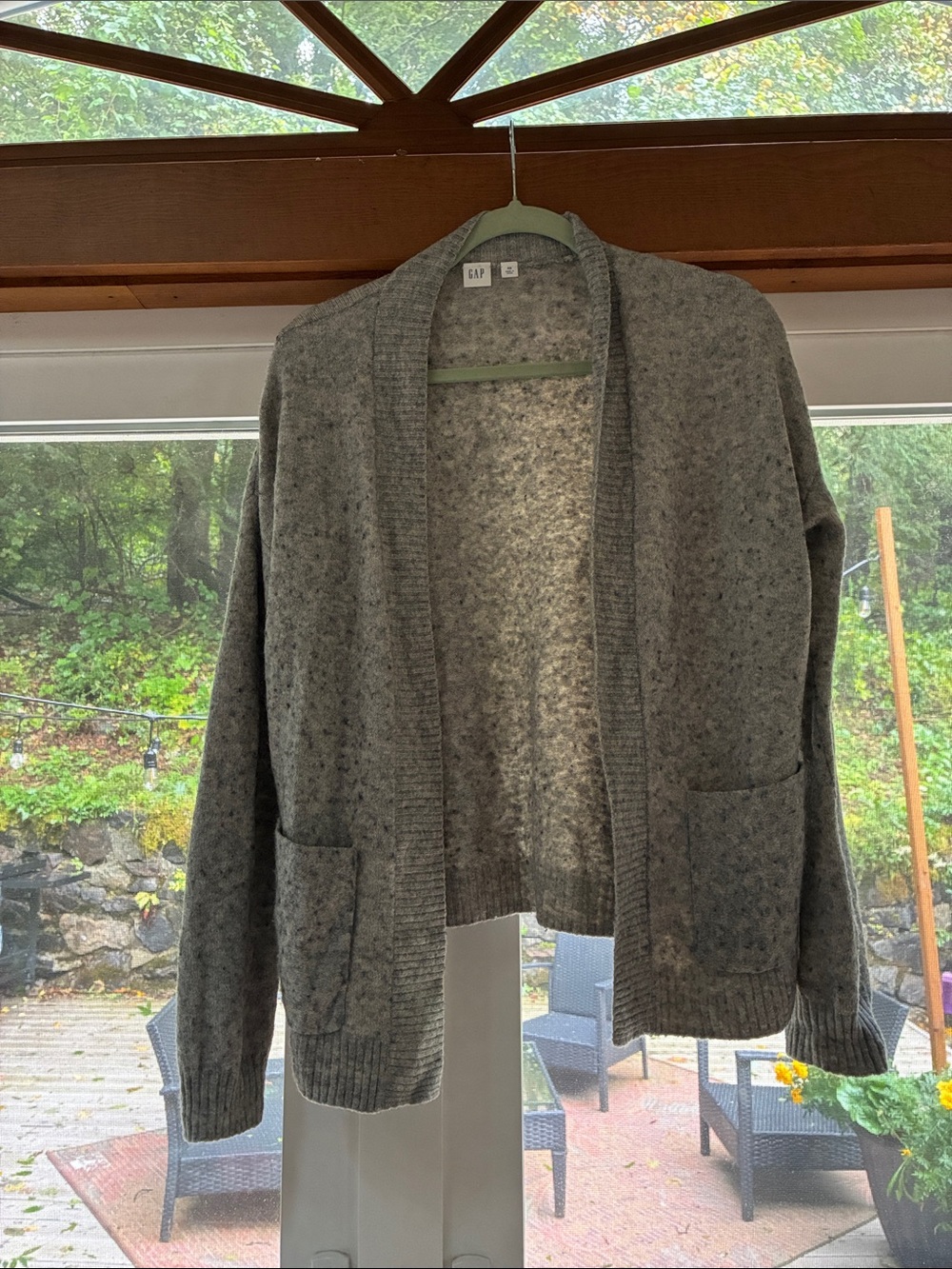 GAP Heather Gray Open-Front Pocket Cardigan